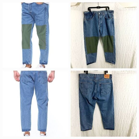 Levi's Drop Crop Button Fly Patchwork Men's Jeans Size 36 - Picture 1 of 10